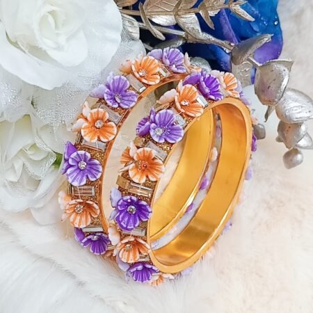 Purple Orange Flower Bangle
