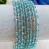 Blue Glass Crystal Beads Rose Gold 8pc Bangle Set