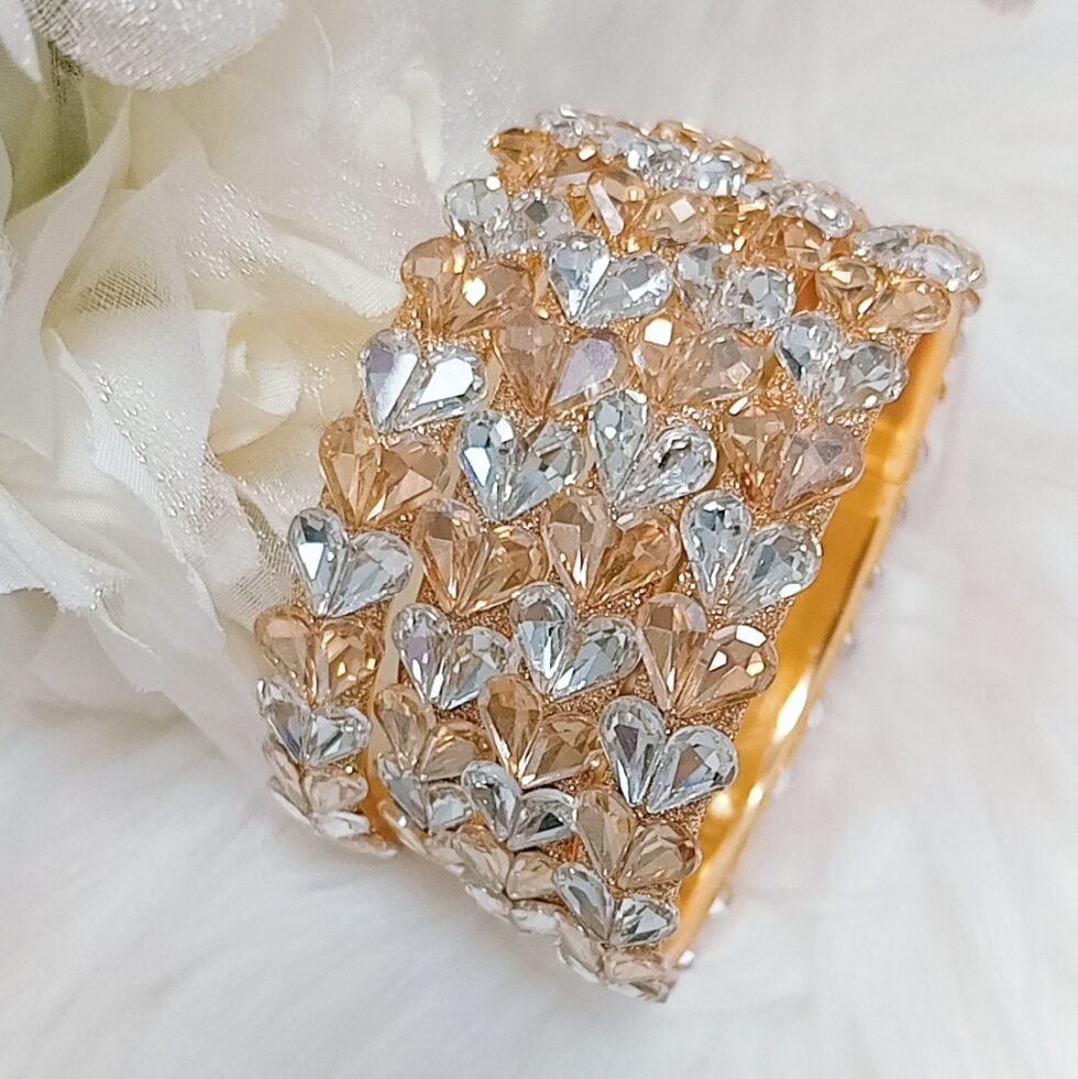 Gold Silver Hearts 4pc Bangle Set