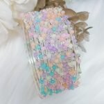 Multicolor Beaded 12pcs Silver Bangle Set