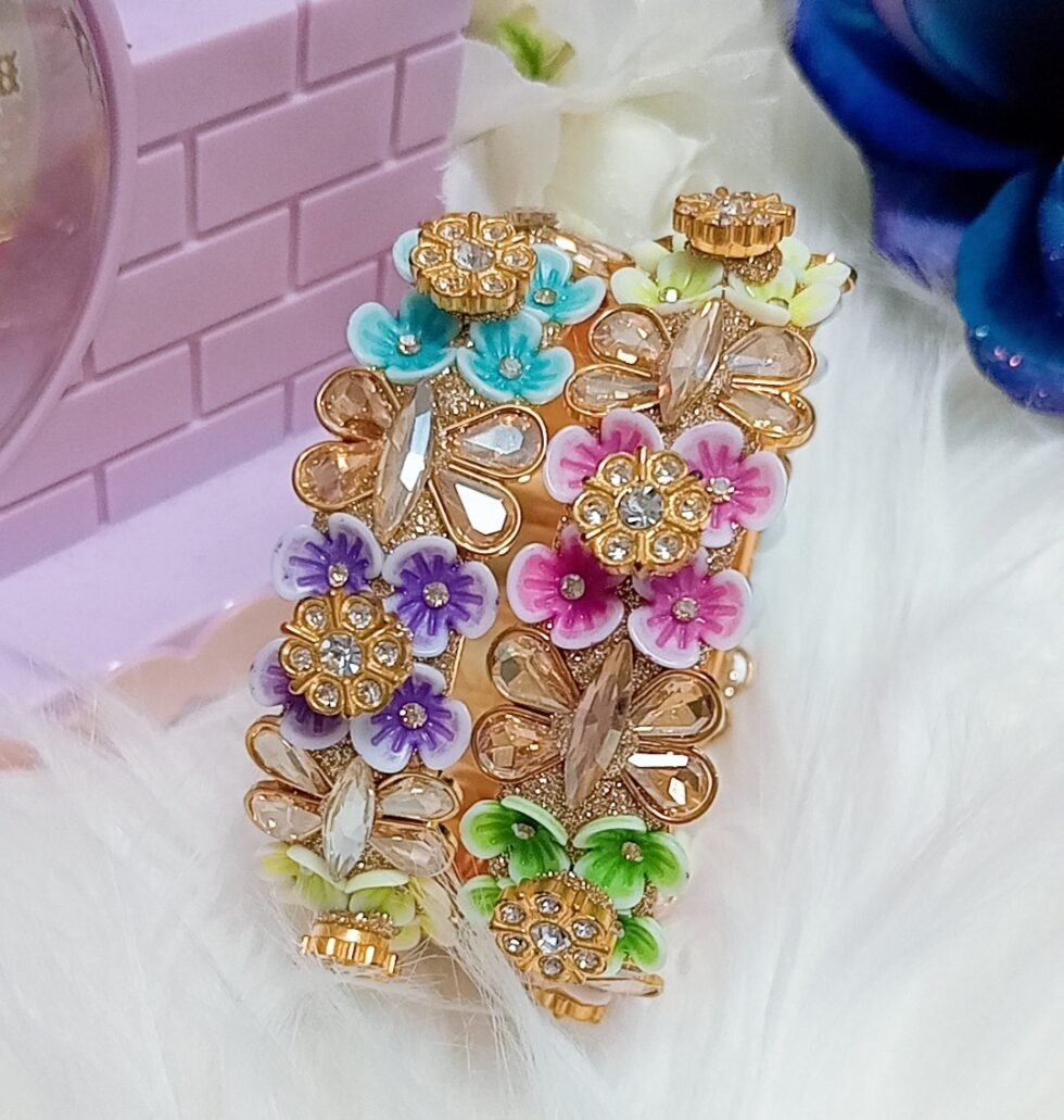 Multicolor Floral Butterfly Garden 2pc Bangle Set