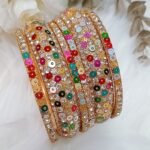 Multicolor Sequin Gold Indian Bangle Set