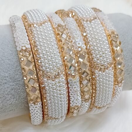 Pearl Gold White Gold Sequin Bangle Mix and Match