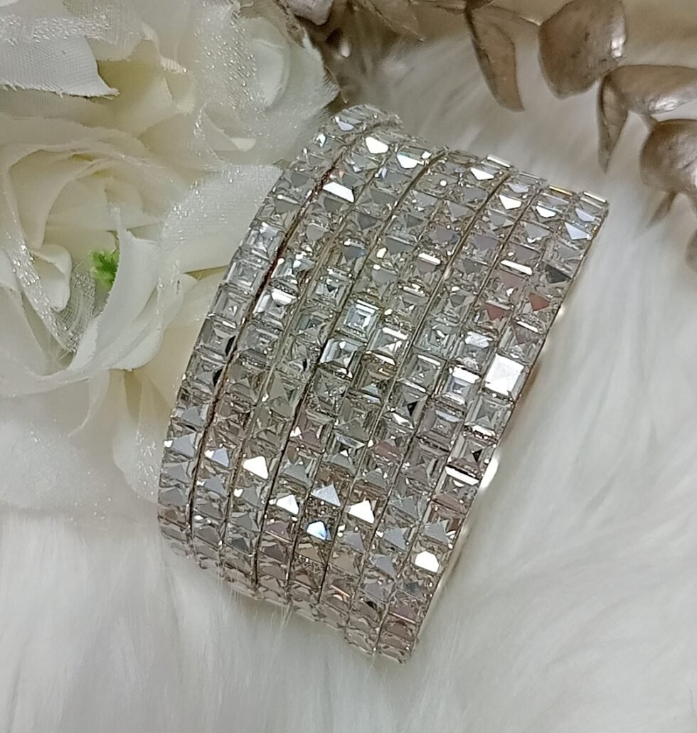 8pc Mirror Silver Bangle Set