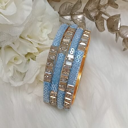 Baby Blue Gold Sequin 4pc Exclusive Bangle Set
