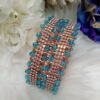 Ice Blue Glass Crystal 2pc Rose Gold Bangle Set