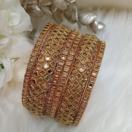 Bronze Gold Kundan 6pc Bangle Set