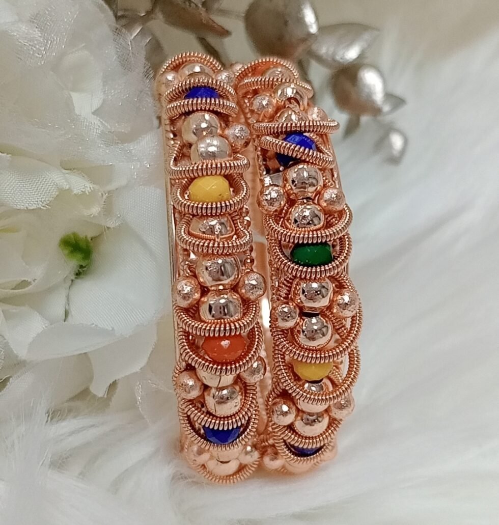 Multicolor Crystal Beads Trendy 2pc Indian Bangle Set