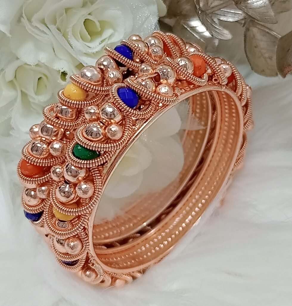 Multicolor Crystal Beads Trendy 2pc Indian Bangle Set