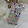 Multicolor Glass Crystal Silver 4pc Bangle Set