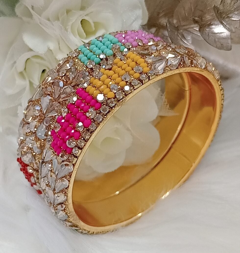 Multicolor Golden Hearts Premium 2pc Bangle Set