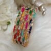 Multicolor Mini Hearts Premium 4pc Gold Bangle Set