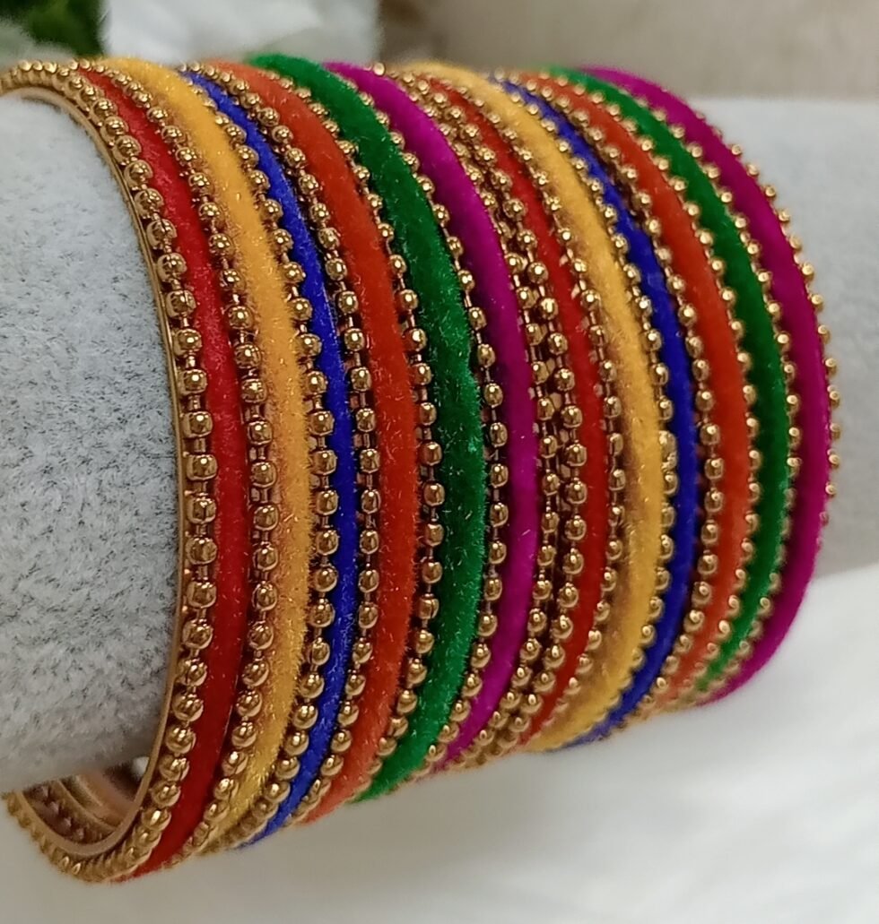 Multicolor Velvet Indian Bangles