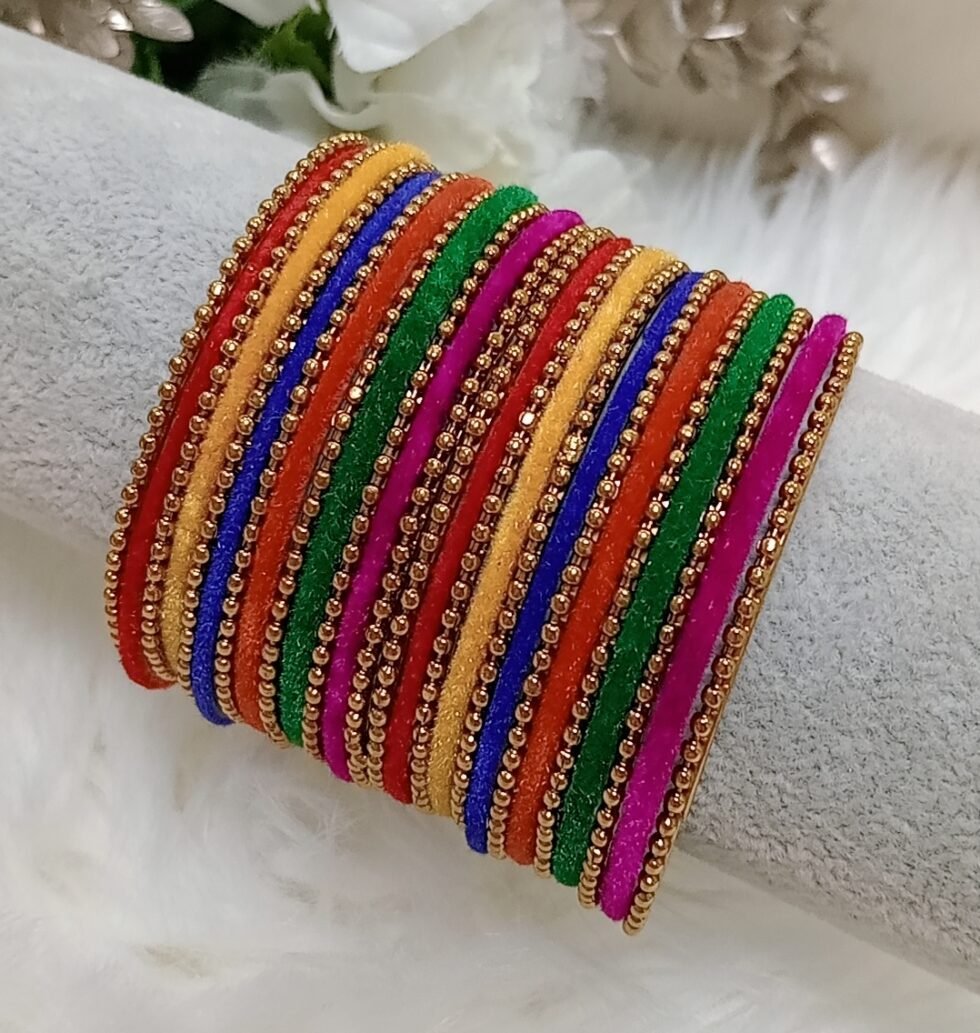 Multicolor Velvet Indian Bangles