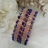 Royal Blue Glass Crystal 2pc Rose Gold Bangle Set