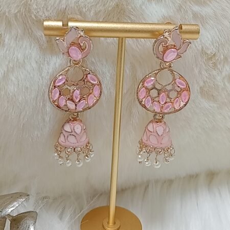 Sweet Pink Gold Peacock Jhumka