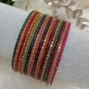 Textured 18pcs Thin Multicolor Gold Indian Bangle Set