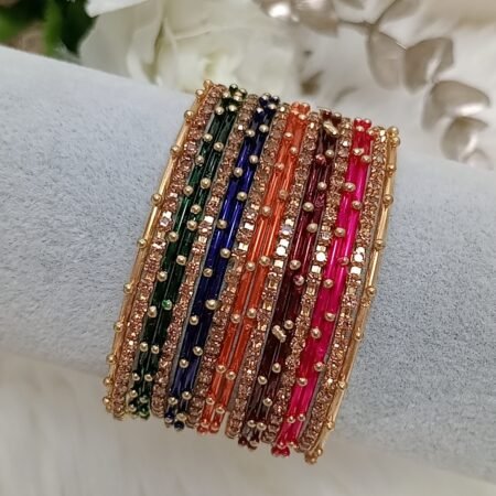 Vivid Thin Multicolor 18pcs Indian Bangle Set