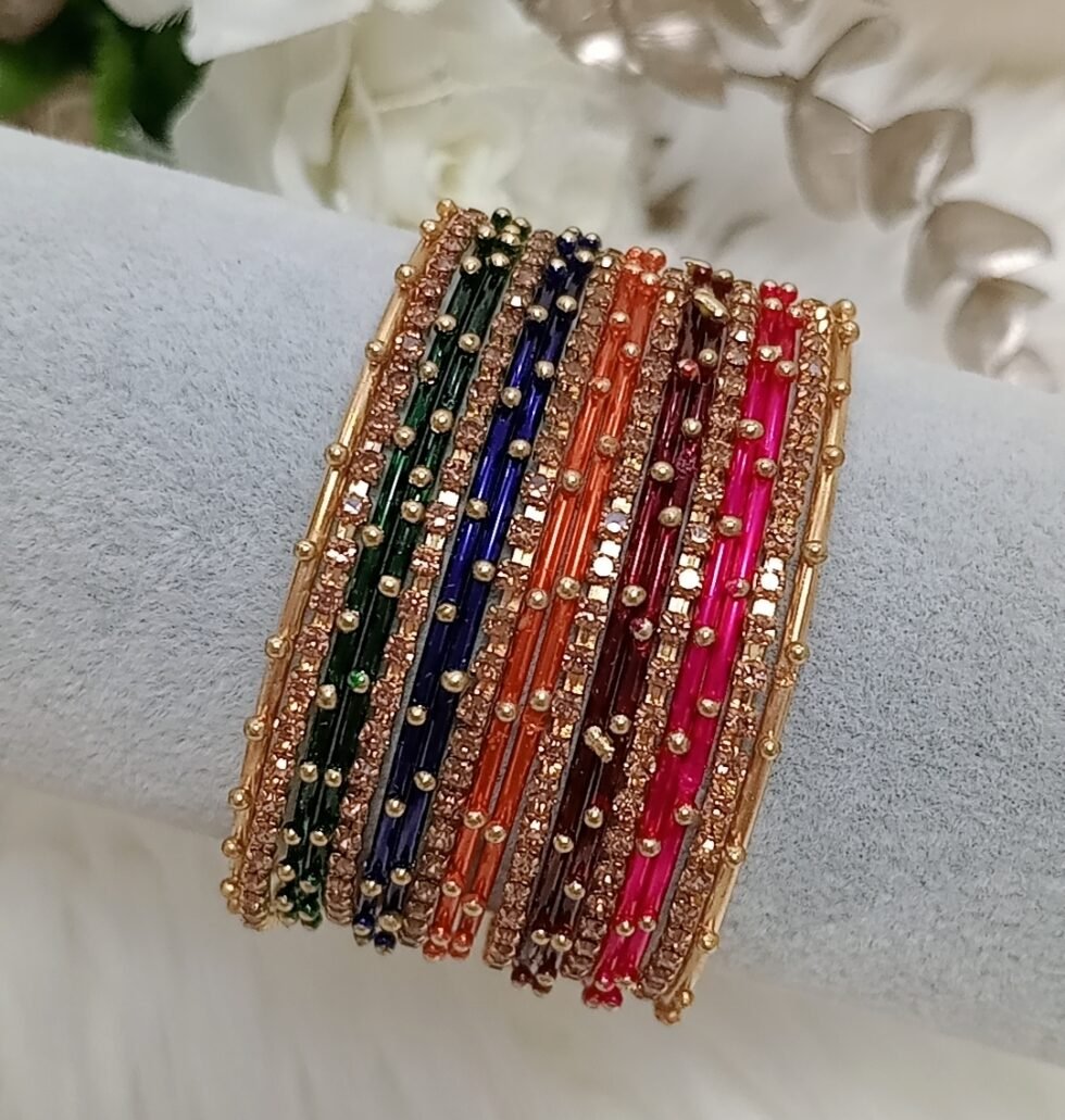 Vivid Thin Multicolor 18pcs Indian Bangle Set