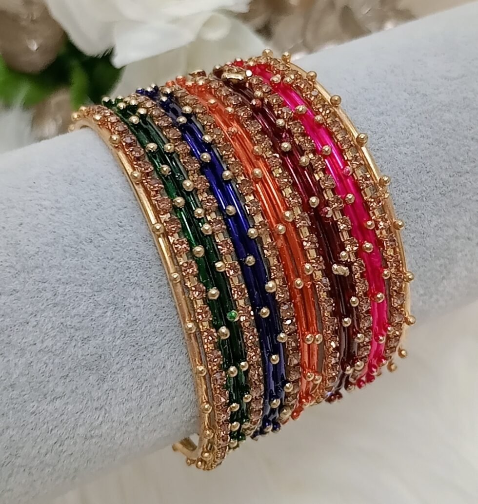 Vivid Thin Multicolor 18pcs Indian Bangle Set