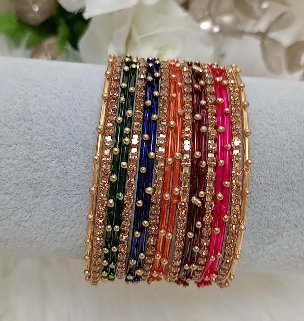 Vivid Thin Multicolor 18pcs Indian Bangle Set