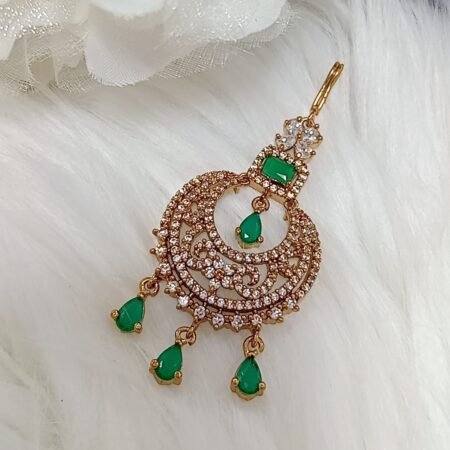 American Diamond Emerald Green Gold Tikka