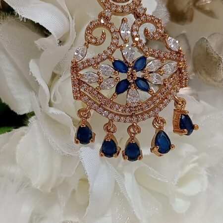 American Diamond Navy Blue Tikka