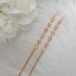 American Diamond Pink White Gold Floral Earchain Mattal