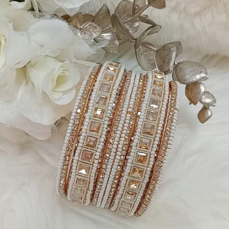 Exclusive Beaded Stone Studded 6pc Indian Gold Bangle Set