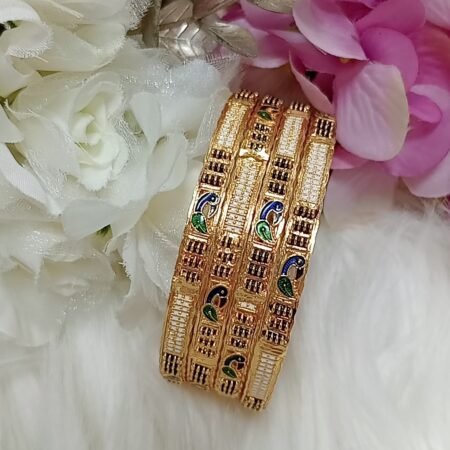 Gold Plated 4pc Peacock Bangle Set
