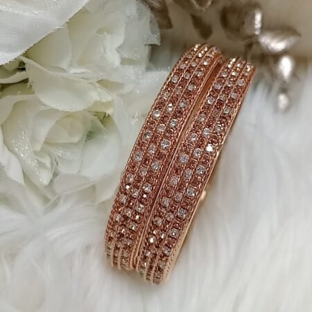 Minimalist Rose Gold 2pc Rhinestone Bangle Set