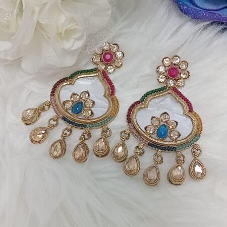 Moroccan Floral Designer Chandbali Earrings