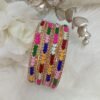 Multicolor Baby Hearts 4pc Slim Gold Bangle Set
