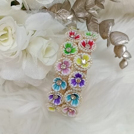 Multicolor Garden Floral Pearl 2pc Bangle Set
