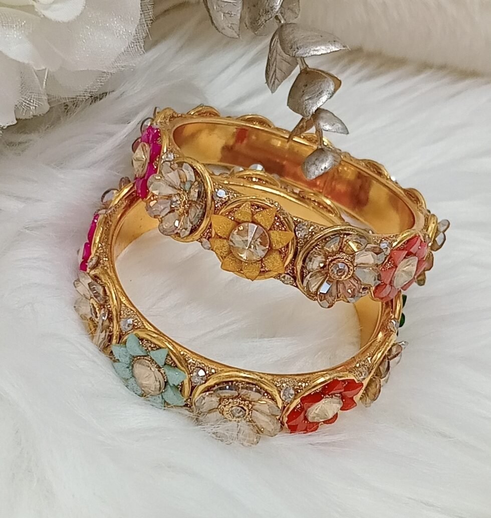 Multicolor Sunflower Gold 2pc Bangle Set
