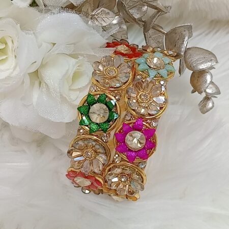 Multicolor Sunflower Gold 2pc Bangle Set