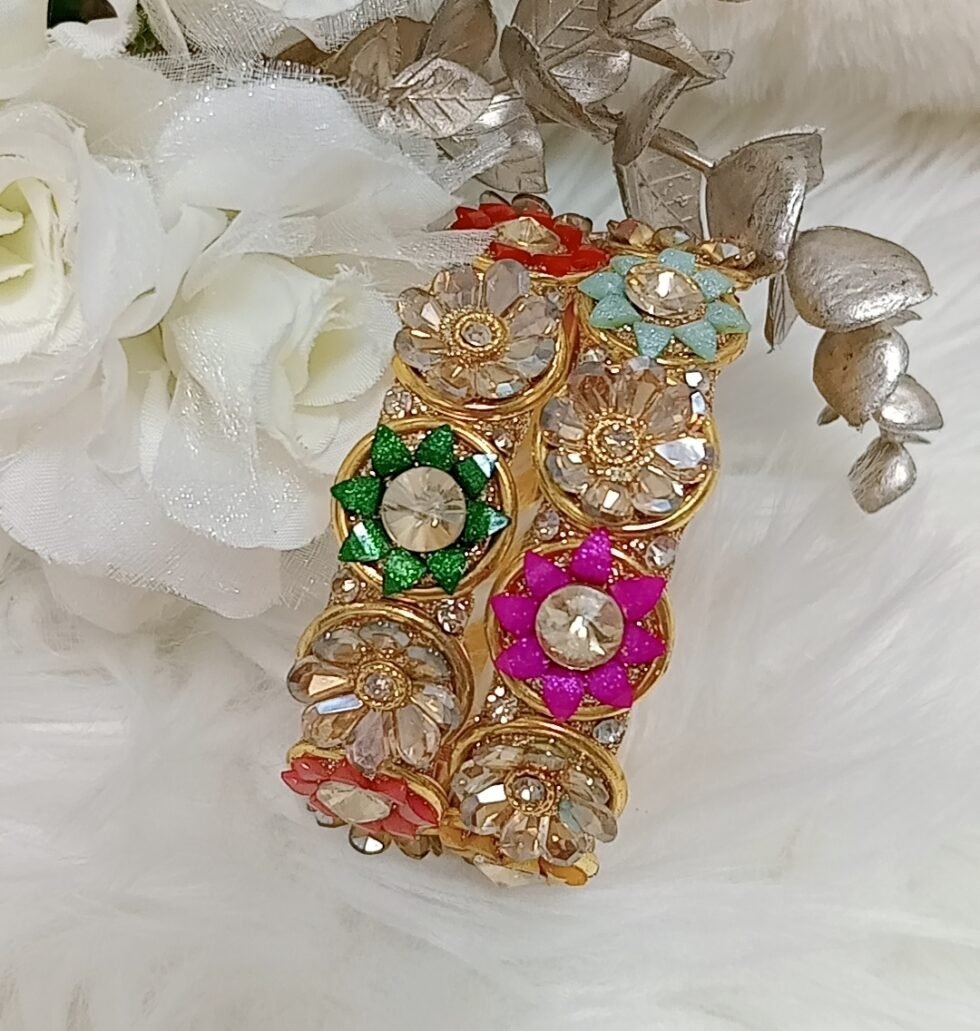 Multicolor Sunflower Gold 2pc Bangle Set