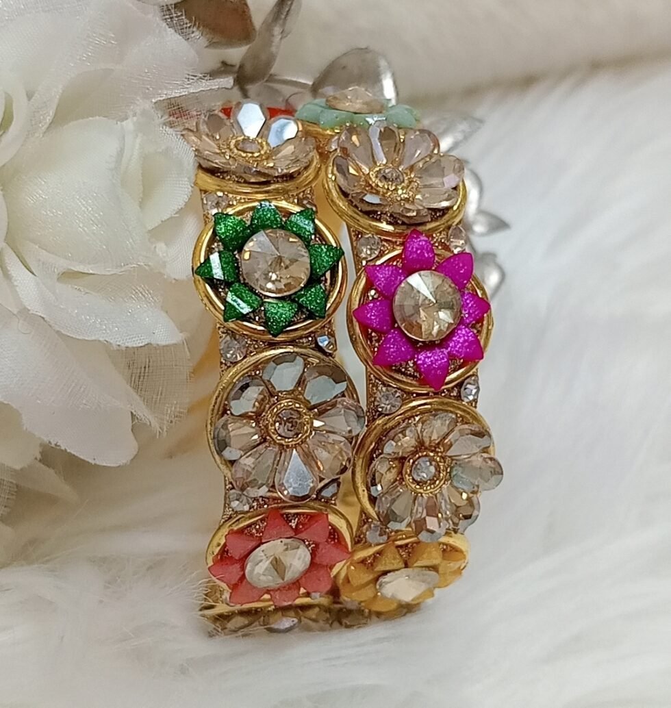 Multicolor Sunflower Gold 2pc Bangle Set