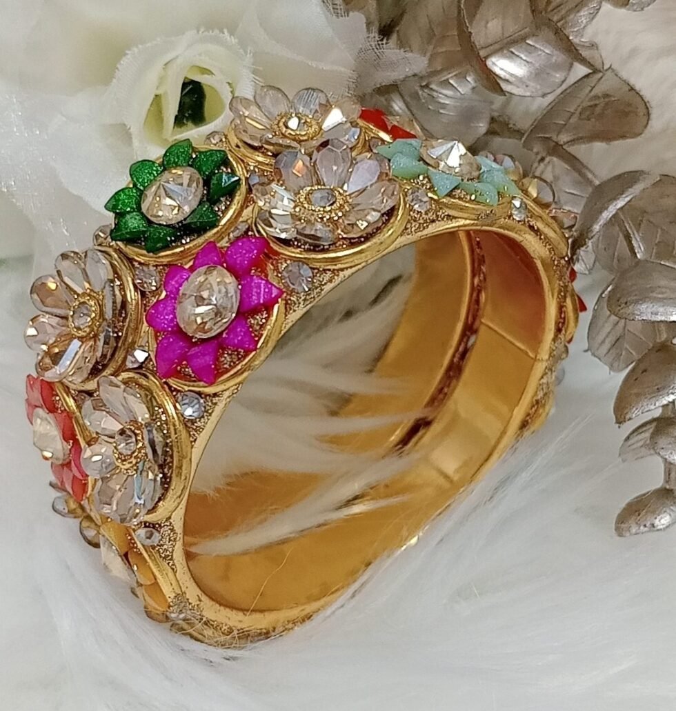 Multicolor Sunflower Gold 2pc Bangle Set
