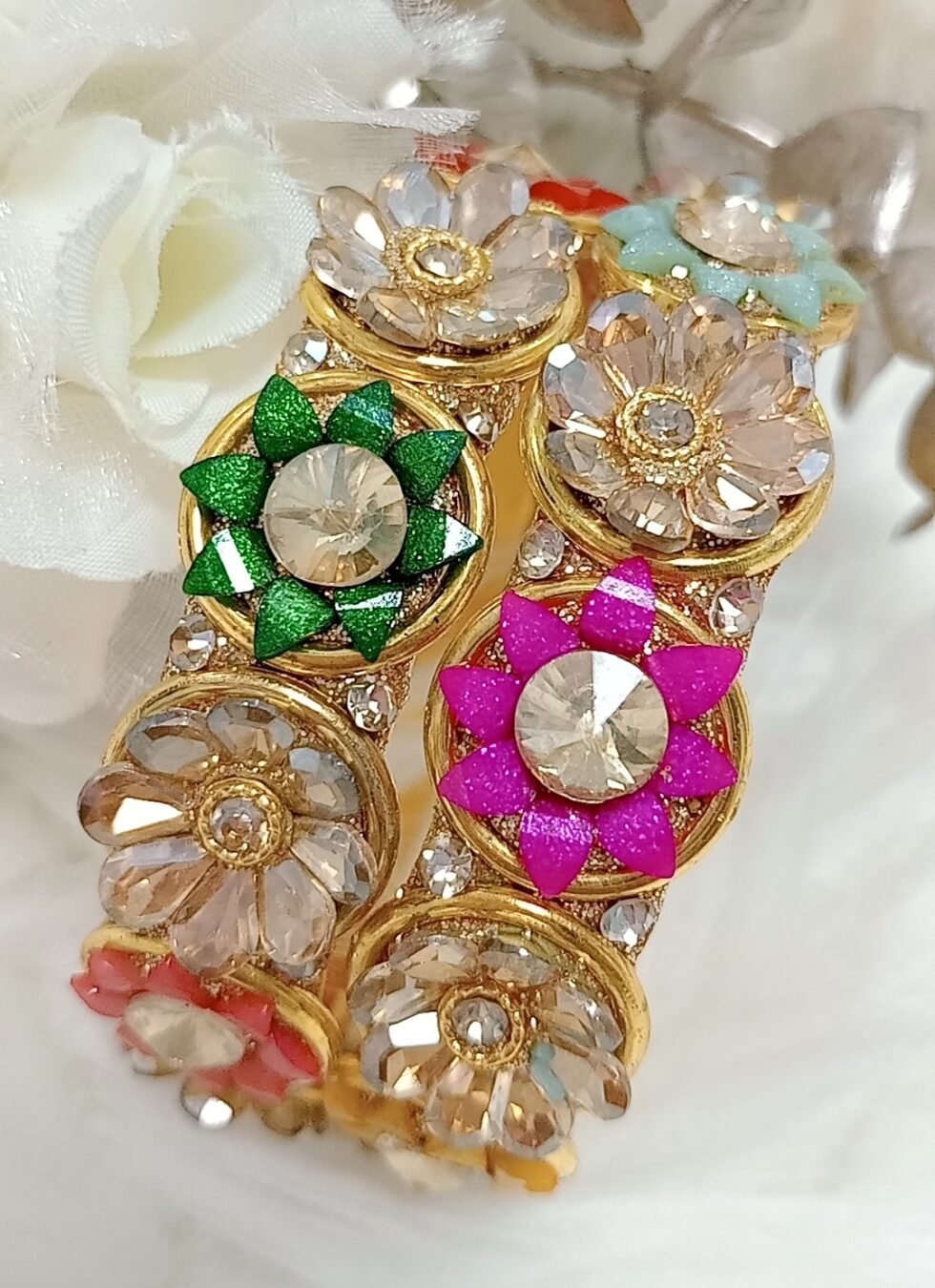Multicolor Sunflower Gold 2pc Bangle Set