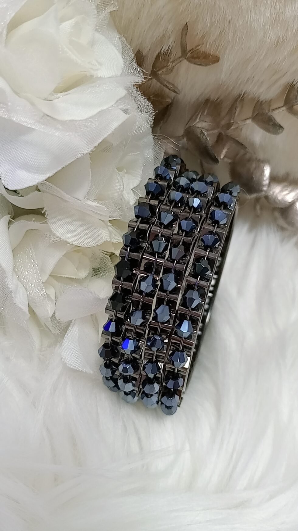 Navy Blue Crystal 4pc Bangle Set