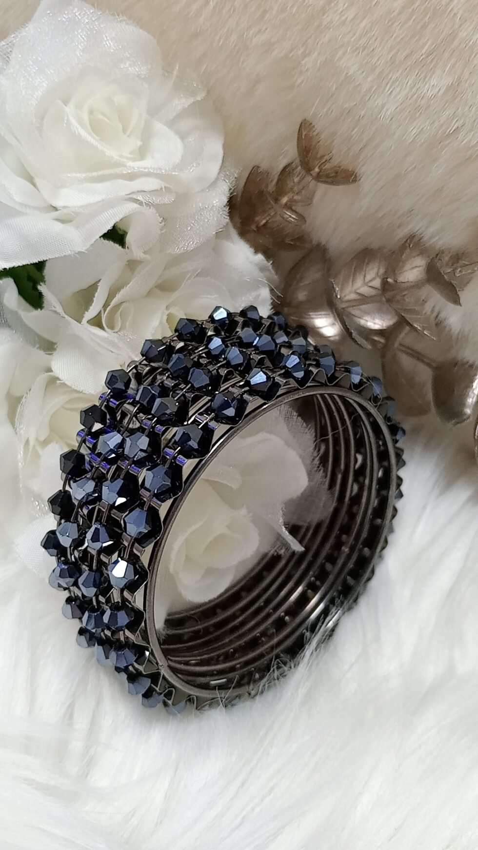 Navy Blue Crystal 4pc Bangle Set
