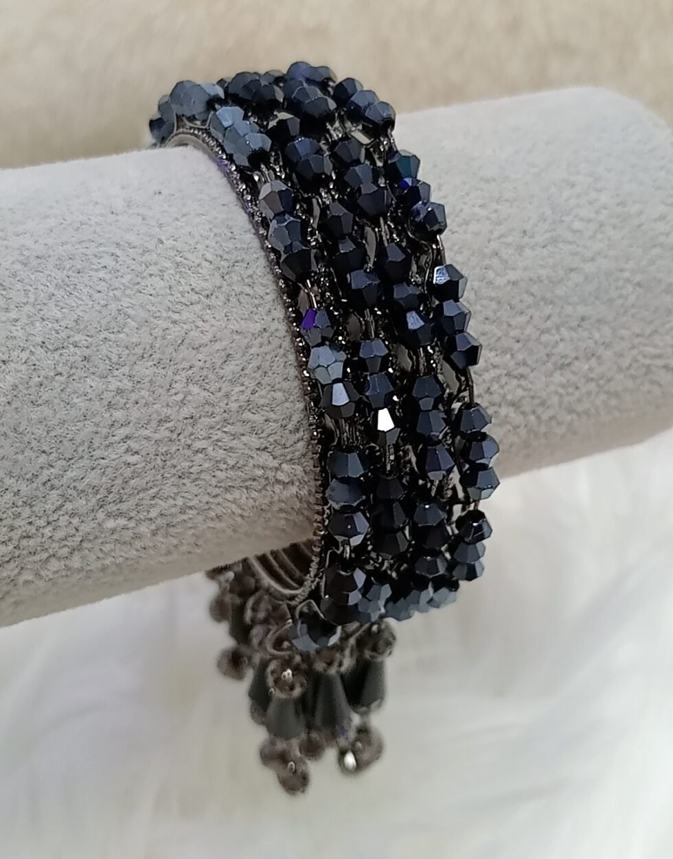 Navy Blue Crystal 4pc Latkan Indian Bangle Set