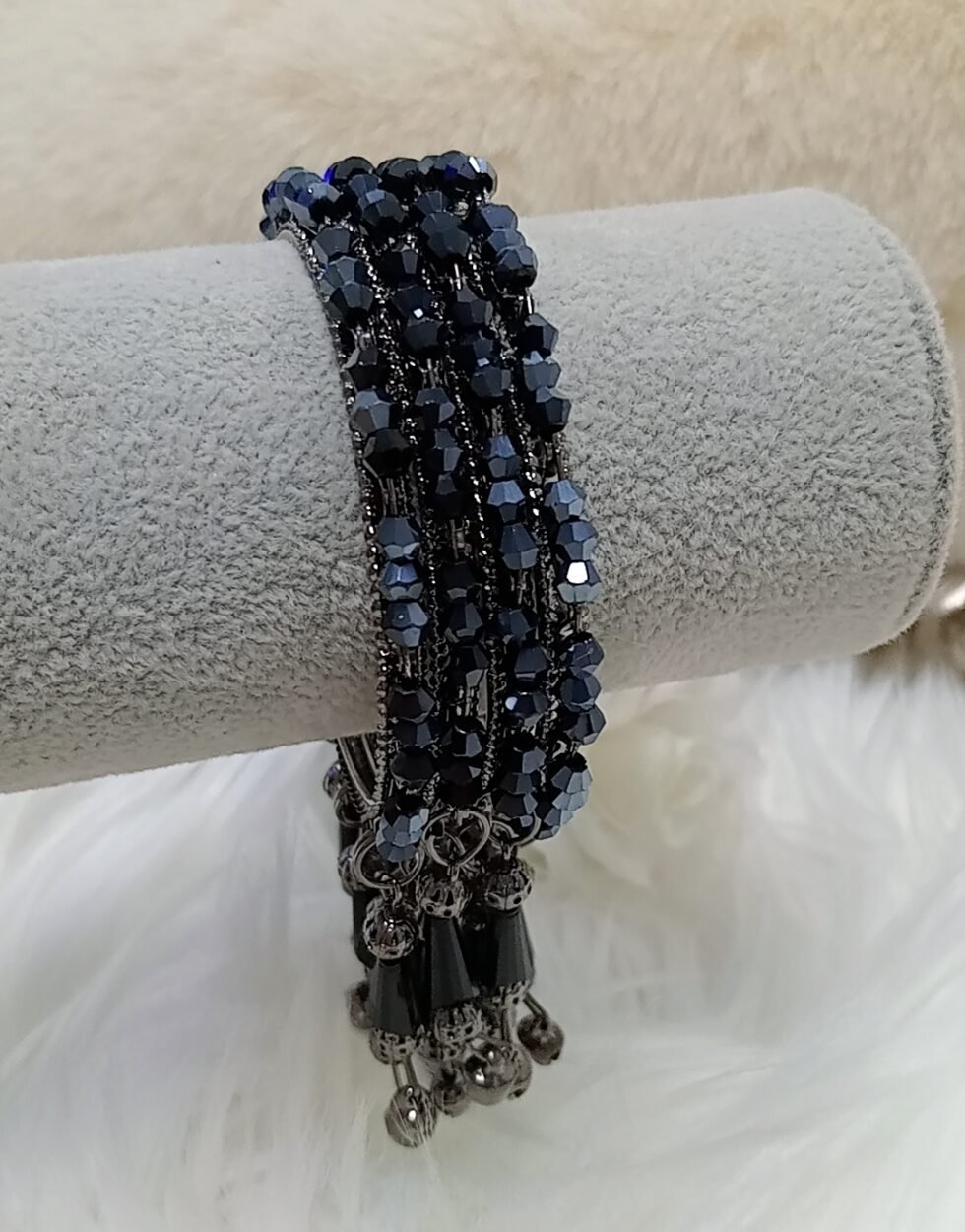 Navy Blue Crystal 4pc Latkan Indian Bangle Set
