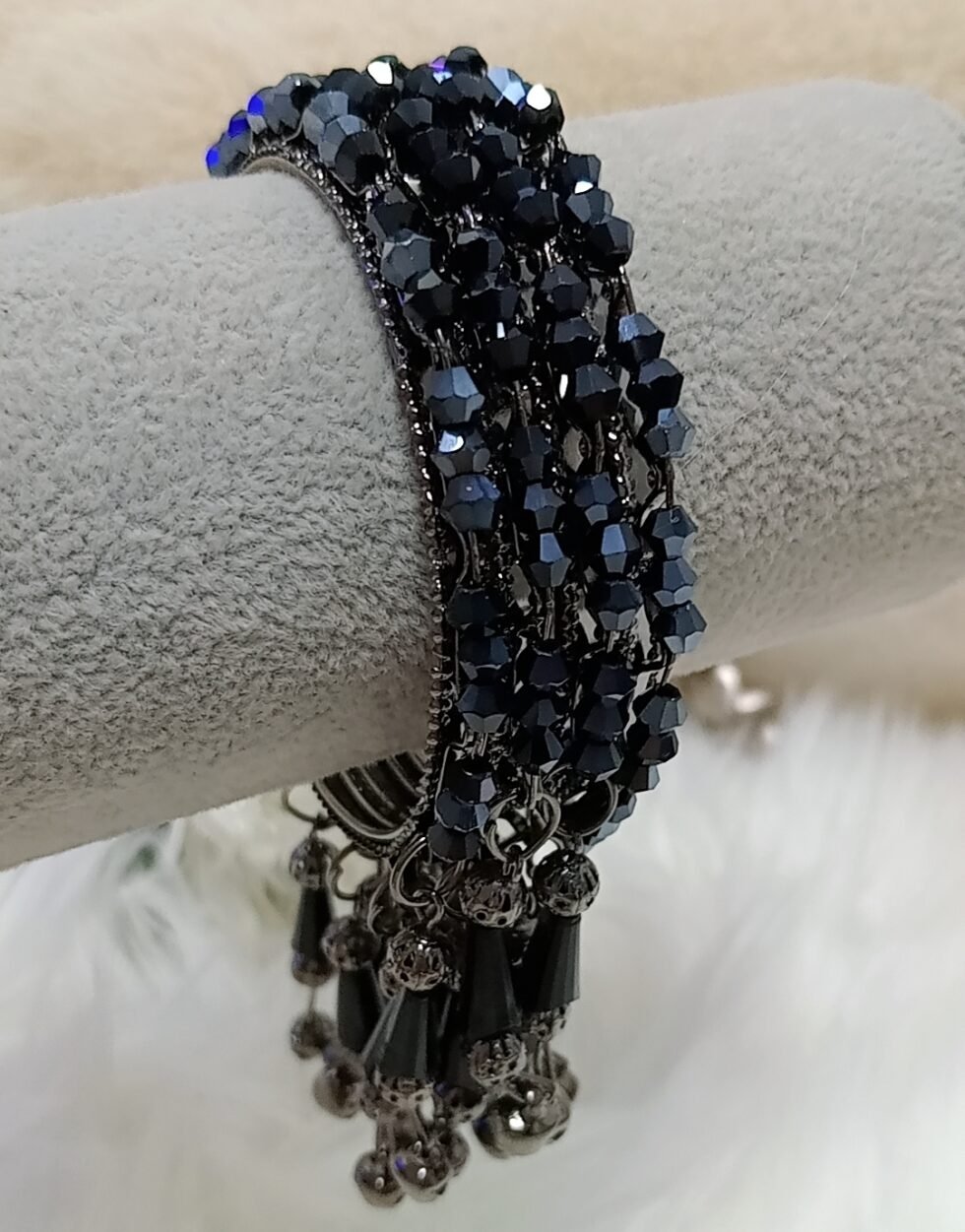 Navy Blue Crystal 4pc Latkan Indian Bangle Set