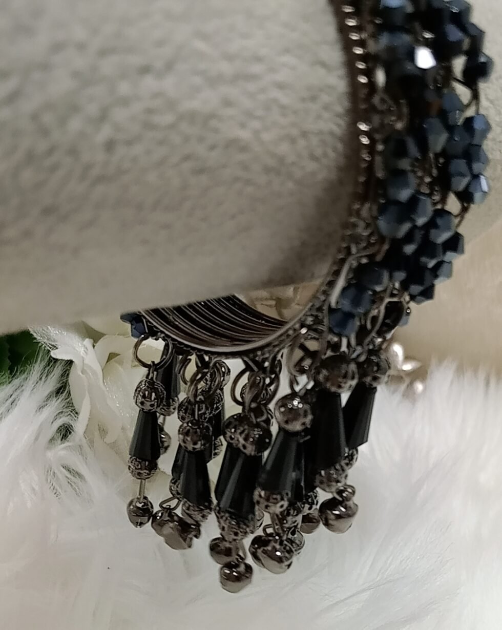 Navy Blue Crystal 4pc Latkan Indian Bangle Set