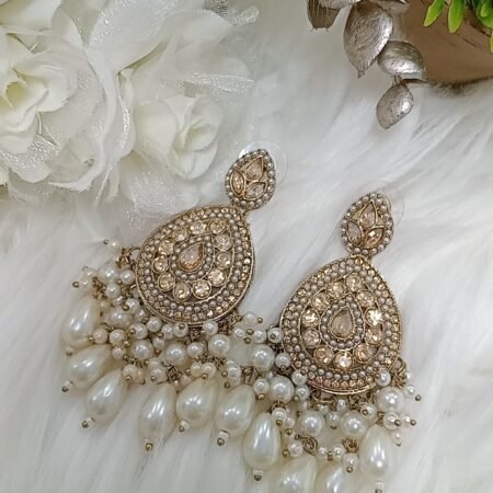 Pearl Gold Chandbali Earrings