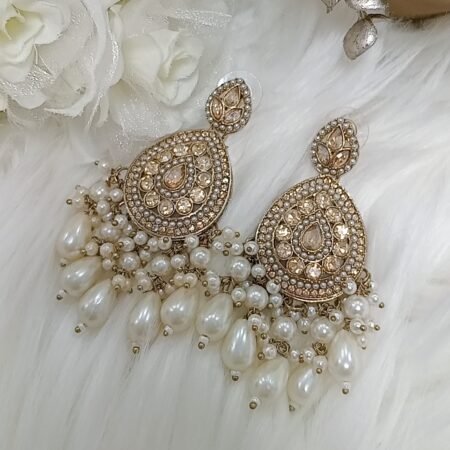 Pearl Gold Chandbali Earrings