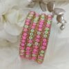Cute Pink Green Mini Flowers 4pc Bangle Set