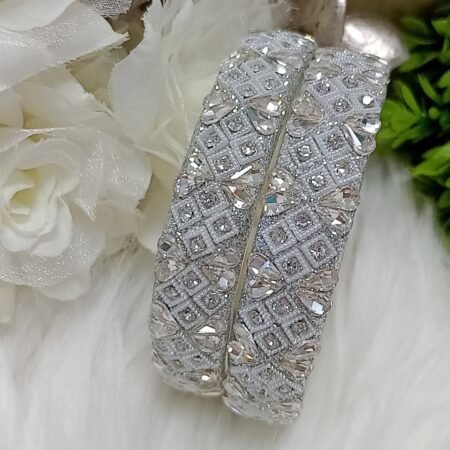 Premium Silver Butterfly Design 2pc Bangle Set